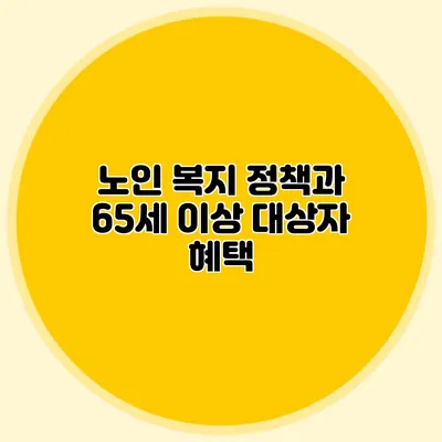노인 복지 정책과 65세 이상 대상자 혜택