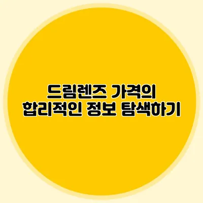 드림렌즈 가격의 합리적인 정보 탐색하기