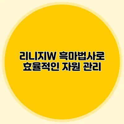 리니지W 흑마법사로 효율적인 자원 관리