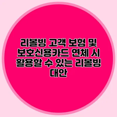 리볼빙 고객 보험 및 보호신용카드 연체 시 활용할 수 있는 리볼빙 대안