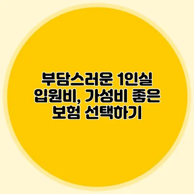 부담스러운 1인실 입원비, 가성비 좋은 보험 선택하기