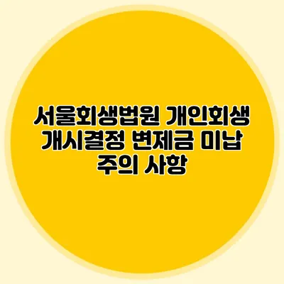 서울회생법원 개인회생 개시결정 변제금 미납 주의 사항