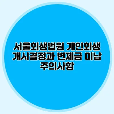 서울회생법원 개인회생 개시결정과 변제금 미납 주의사항