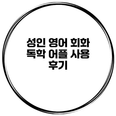 성인 영어 회화 독학 어플 사용 후기