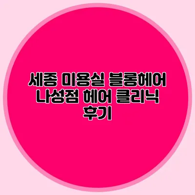 세종 미용실 블롱헤어 나성점 헤어 클리닉 후기