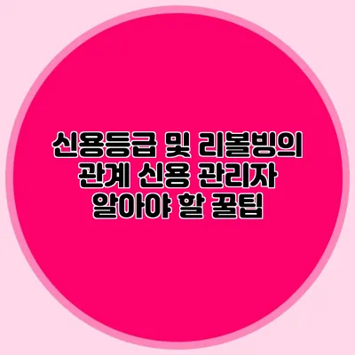 신용등급 및 리볼빙의 관계: 신용 관리자 알아야 할 꿀팁