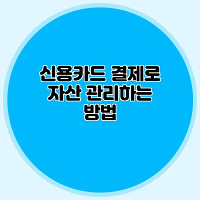 신용카드 결제로 자산 관리하는 방법