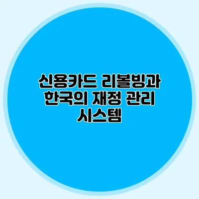 신용카드 리볼빙과 한국의 재정 관리 시스템