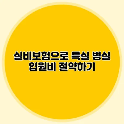 실비보험으로 특실 병실 입원비 절약하기