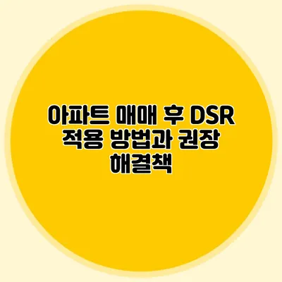 아파트 매매 후 DSR 적용 방법과 권장 해결책