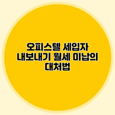 오피스텔 세입자 내보내기: 월세 미납의 대처법