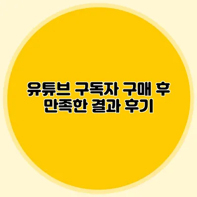 유튜브 구독자 구매 후 만족한 결과 후기