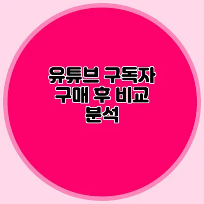 유튜브 구독자 구매 후 비교 분석