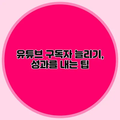 유튜브 구독자 늘리기, 성과를 내는 팁