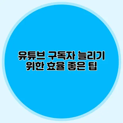 유튜브 구독자 늘리기 위한 효율 좋은 팁