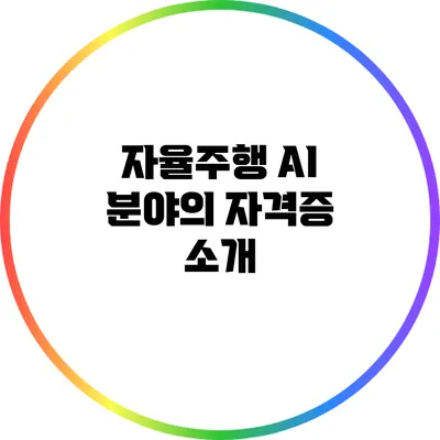 자율주행 AI 분야의 자격증 소개