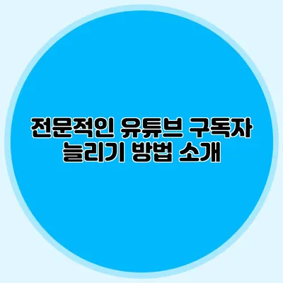 전문적인 유튜브 구독자 늘리기 방법 소개