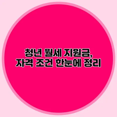 청년 월세 지원금, 자격 조건 한눈에 정리