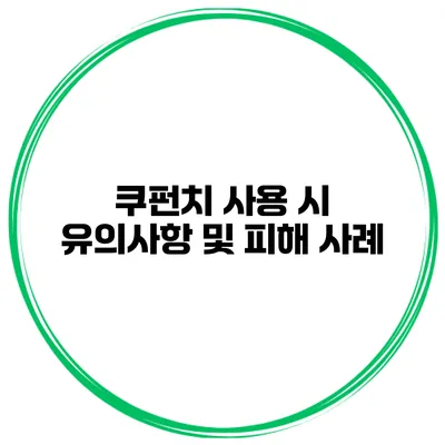 쿠펀치 사용 시 유의사항 및 피해 사례