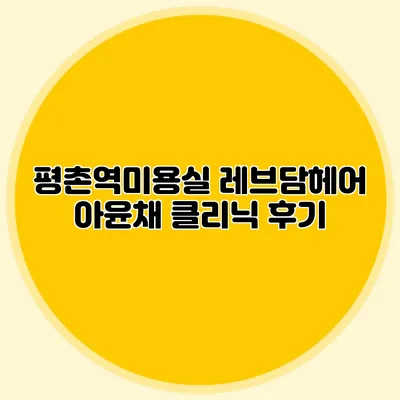 평촌역미용실: 레브담헤어 아윤채 클리닉 후기