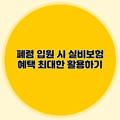 폐렴 입원 시 실비보험 혜택 최대한 활용하기