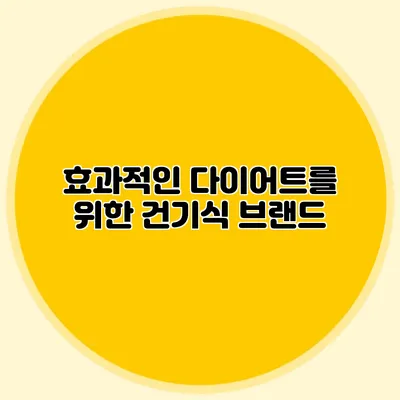 효과적인 다이어트를 위한 건기식 브랜드