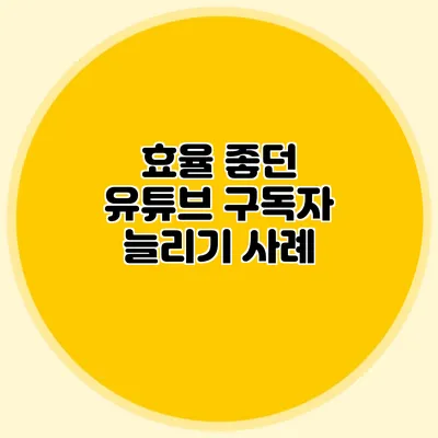 효율 좋던 유튜브 구독자 늘리기 사례