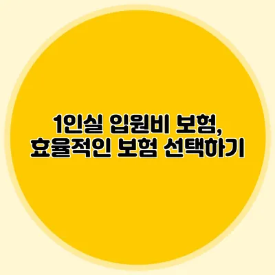 1인실 입원비 보험, 효율적인 보험 선택하기