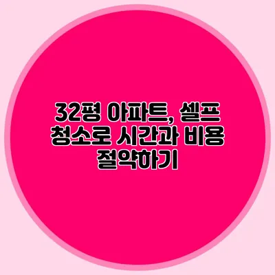 32평 아파트, 셀프 청소로 시간과 비용 절약하기