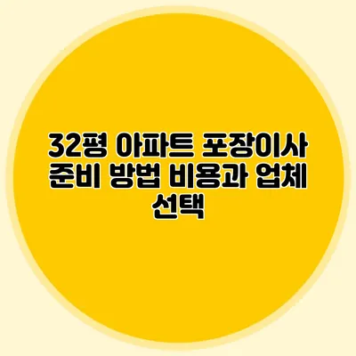 32평 아파트 포장이사 준비 방법: 비용과 업체 선택