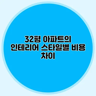 32평 아파트의 인테리어 스타일별 비용 차이