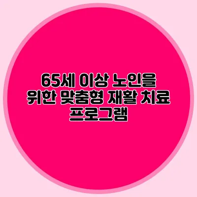 65세 이상 노인을 위한 맞춤형 재활 치료 프로그램
