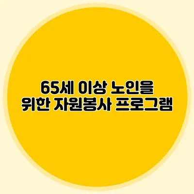 65세 이상 노인을 위한 자원봉사 프로그램