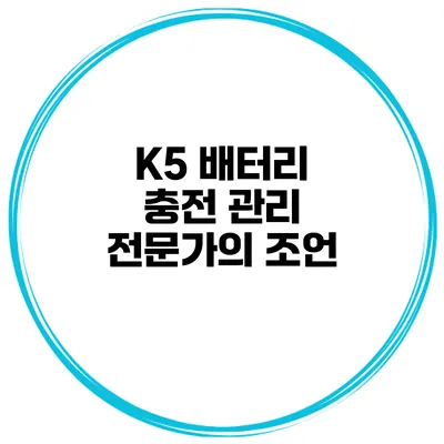 K5 배터리 충전 관리 전문가의 조언