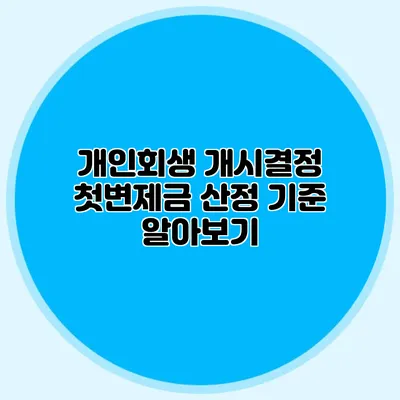 개인회생 개시결정 첫변제금 산정 기준 알아보기