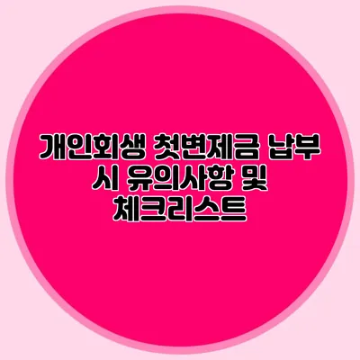 개인회생 첫변제금 납부 시 유의사항 및 체크리스트