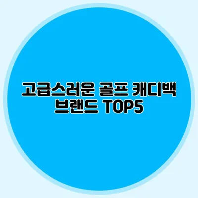 고급스러운 골프 캐디백 브랜드 TOP5
