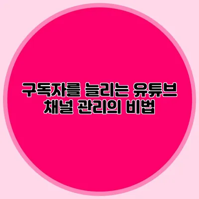 구독자를 늘리는 유튜브 채널 관리의 비법