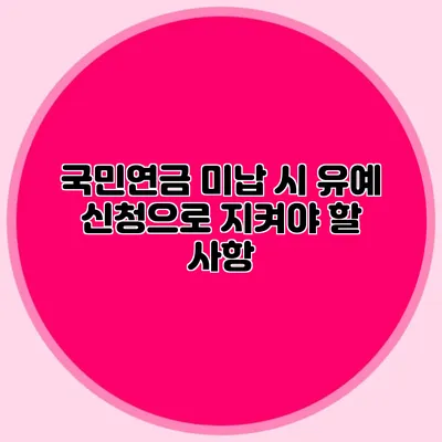 국민연금 미납 시 유예 신청으로 지켜야 할 사항