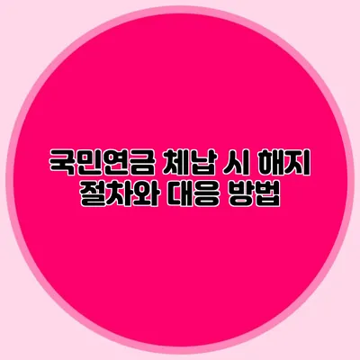 국민연금 체납 시 해지 절차와 대응 방법