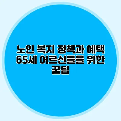 노인 복지 정책과 혜택: 65세 어르신들을 위한 꿀팁