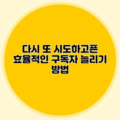 다시 또 시도하고픈 효율적인 구독자 늘리기 방법