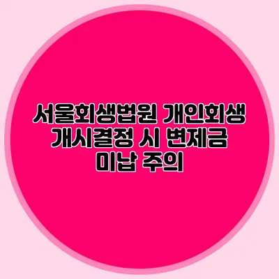 서울회생법원 개인회생 개시결정 시 변제금 미납 주의