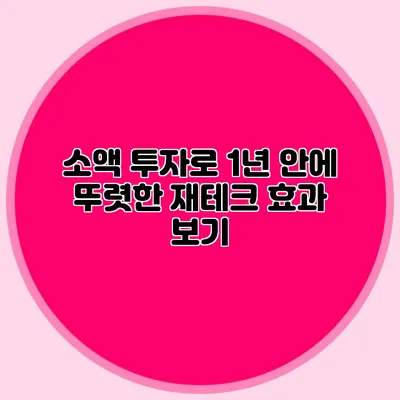 소액 투자로 1년 안에 뚜렷한 재테크 효과 보기