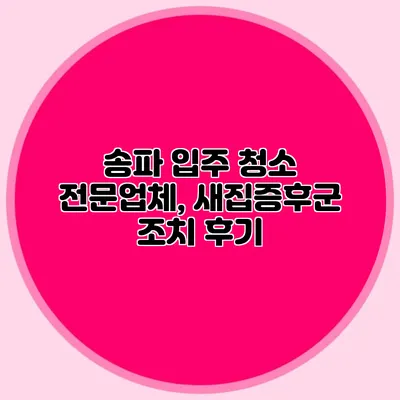 송파 입주 청소 전문업체, 새집증후군 조치 후기