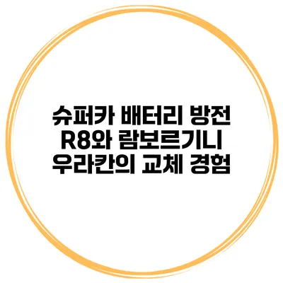슈퍼카 배터리 방전 R8와 람보르기니 우라칸의 교체 경험