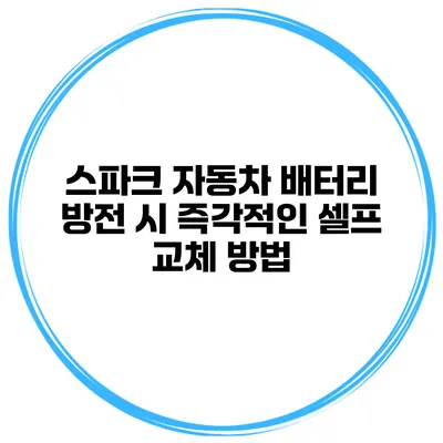 스파크 자동차 배터리 방전 시 즉각적인 셀프 교체 방법