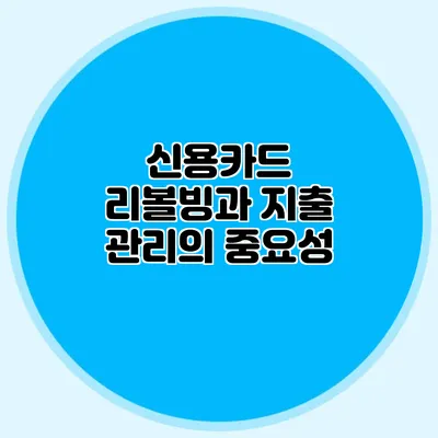 신용카드 리볼빙과 지출 관리의 중요성