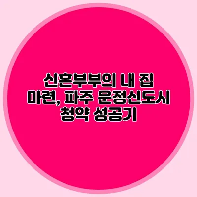 신혼부부의 내 집 마련, 파주 운정신도시 청약 성공기