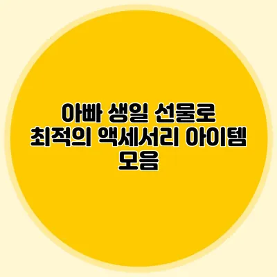 아빠 생일 선물로 최적의 액세서리 아이템 모음